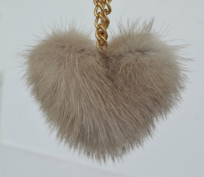 Real mink fur heart keychain and bag charm – view 7