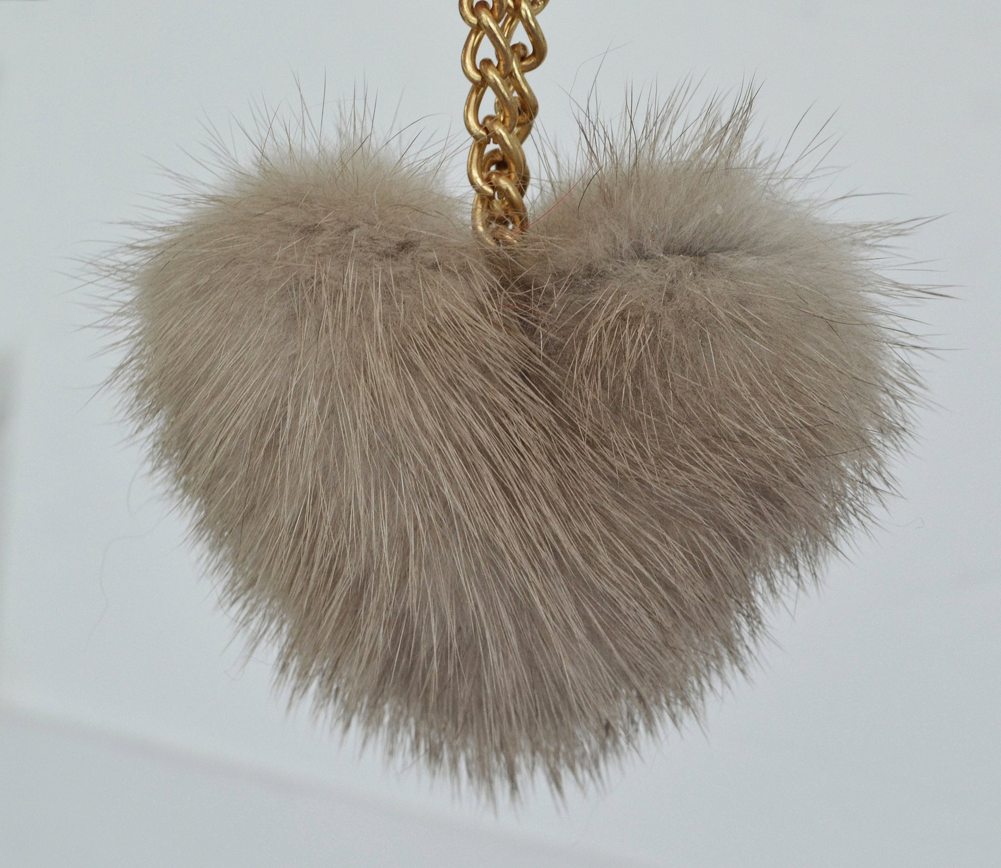 REAL MINK HEART Key Chain, Mink Fur Pom Pom Keychain, Fur charm, Key Ring Mink Bag Pendant, Fur heart keychain, fur handbag accessory