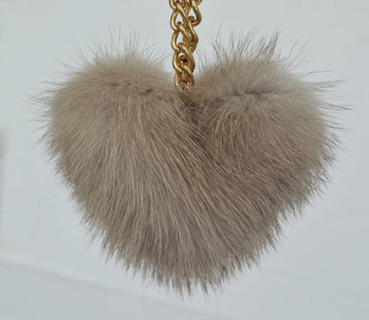 Real mink fur heart keychain and bag charm – view 7