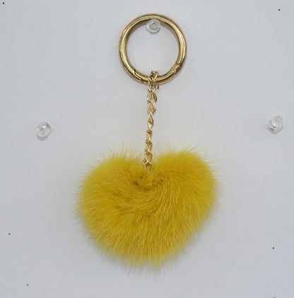 REAL MINK HEART Key Chain, Mink Fur Pom Pom Keychain, Fur charm, Key Ring Mink Bag Pendant, Fur heart keychain, fur handbag accessory