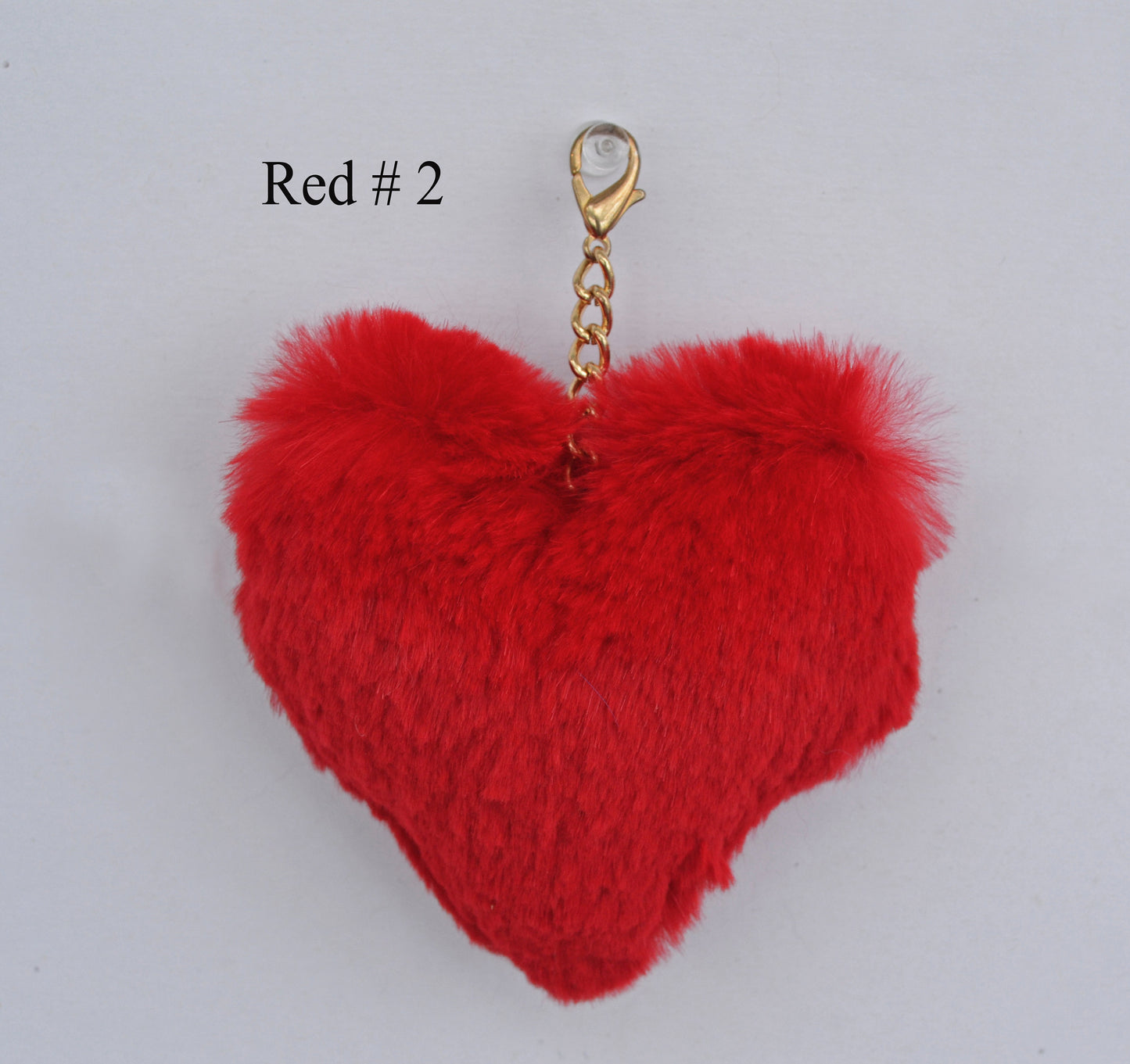 Red Rabbit Fur Heart Keychain: Bag Charm Key Ring
