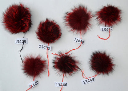 Red silver fox fur pom pom for hat – view 2