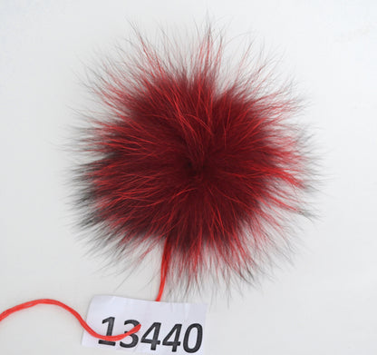 Red silver fox fur pom pom for hat – view 6