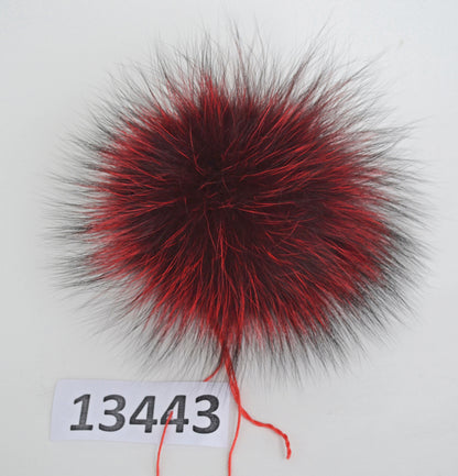 Red silver fox fur pom pom for hat – view 8