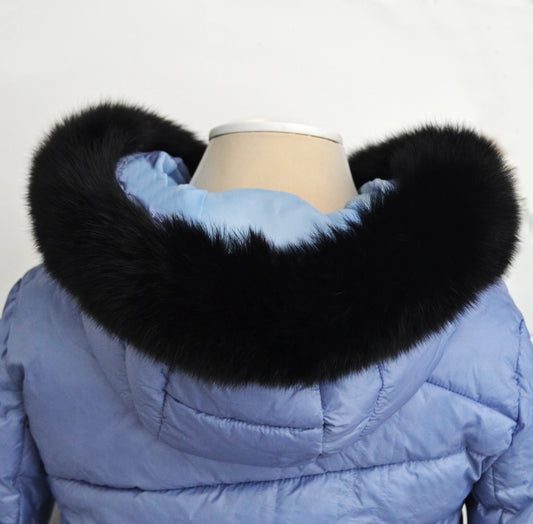 BY ORDER, not Tail, 60 cm Super Soft Real Black Fox Fur Trim Hood, Fur collar trim, Fox Fur Collar, Fur Ruff, Fur Hood, Fox Fur, Fur