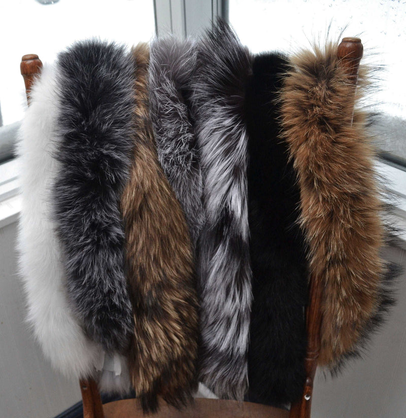 BY ORDER XL Double Real Fox Fur (Tail) Trim Hood, Fox Fur Collar, Fur Scarf, Fur Ruff, Fox Fur Hood, Hood Fur, Fur collar trim, white