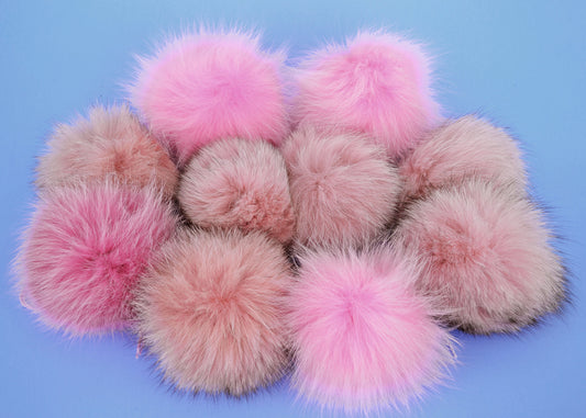 4,5" to 5" HIGHEST QUALITY FOX Pom Poms! Double Fox Fur Shiny Soft Pom Pom for Women Hat Beanie Tuque Winter Knit Hats Puff Fluffy Fur Ball