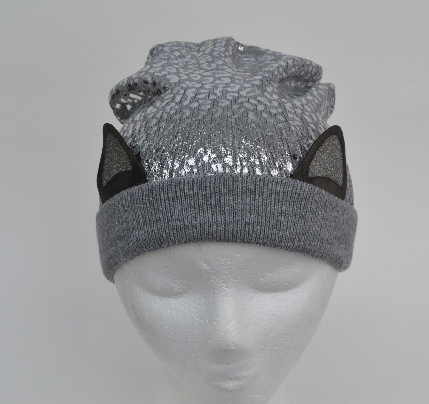 KNIT KIDS BEANIE, Knitted Kids Hat, Shiny Kids Hat, Toddler Hat Girl, Cat Ears Girl Hat, Metallic Girl Hat, Sparkly Beanie, Slouchy Beanie
