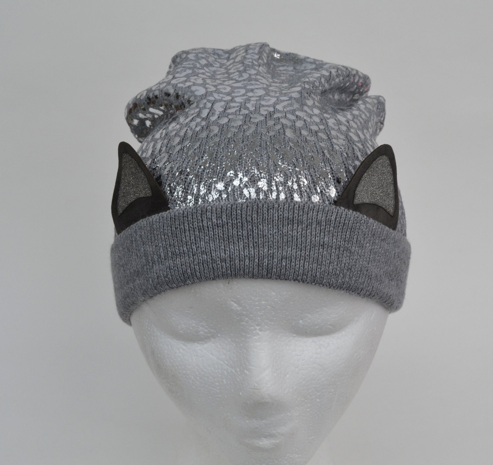 KNIT KIDS BEANIE, Knitted Kids Hat, Shiny Kids Hat, Toddler Hat Girl, Cat Ears Girl Hat, Metallic Girl Hat, Sparkly Beanie, Slouchy Beanie