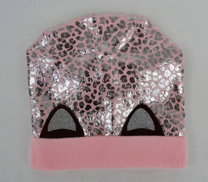 KNIT KIDS BEANIE, Knitted Kids Hat, Shiny Kids Hat, Toddler Hat Girl, Cat Ears Girl Hat, Metallic Girl Hat, Sparkly Beanie, Slouchy Beanie