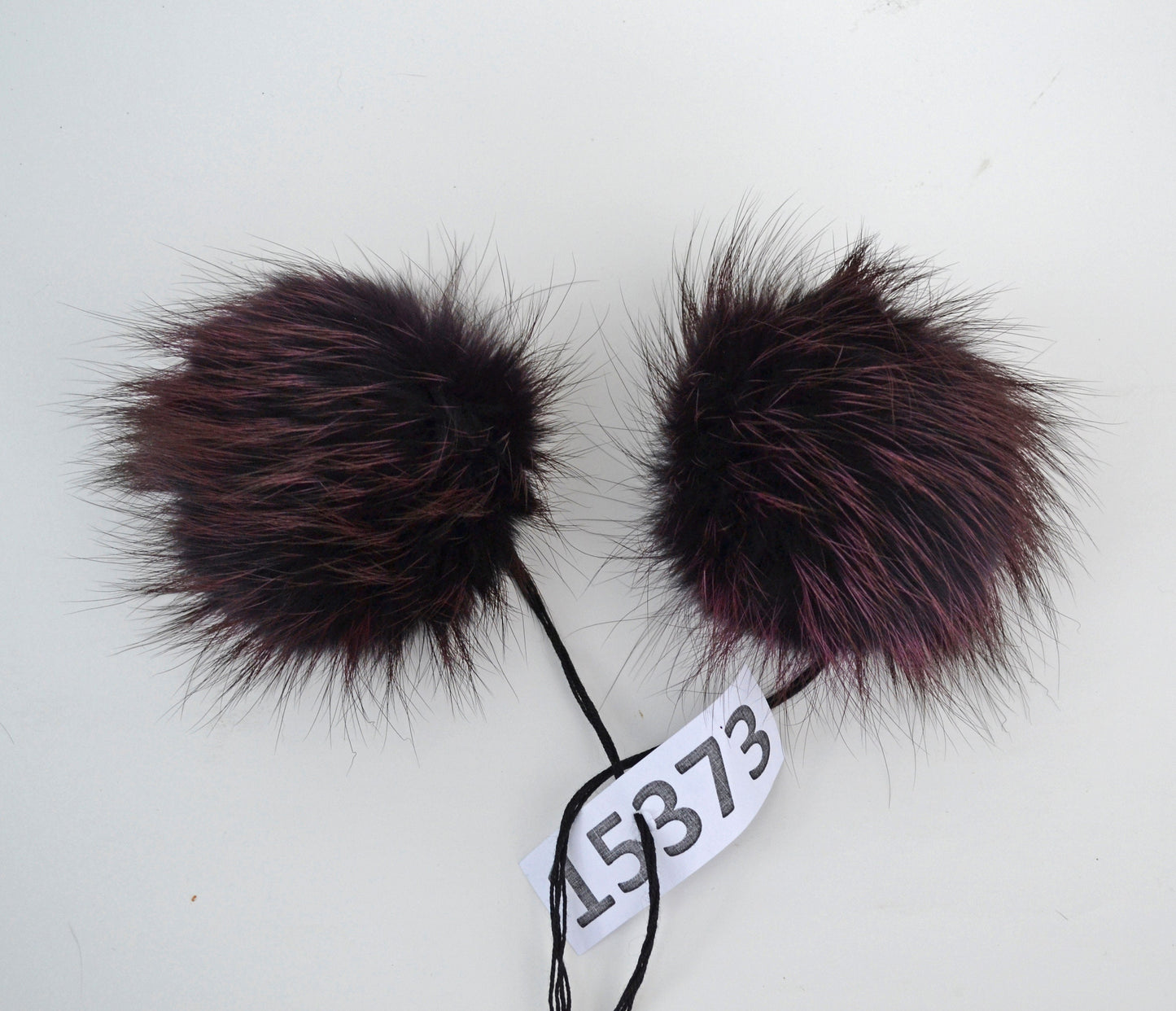 Plum Fox Fur Pom Poms: Handmade Detachable Pair (4.5")