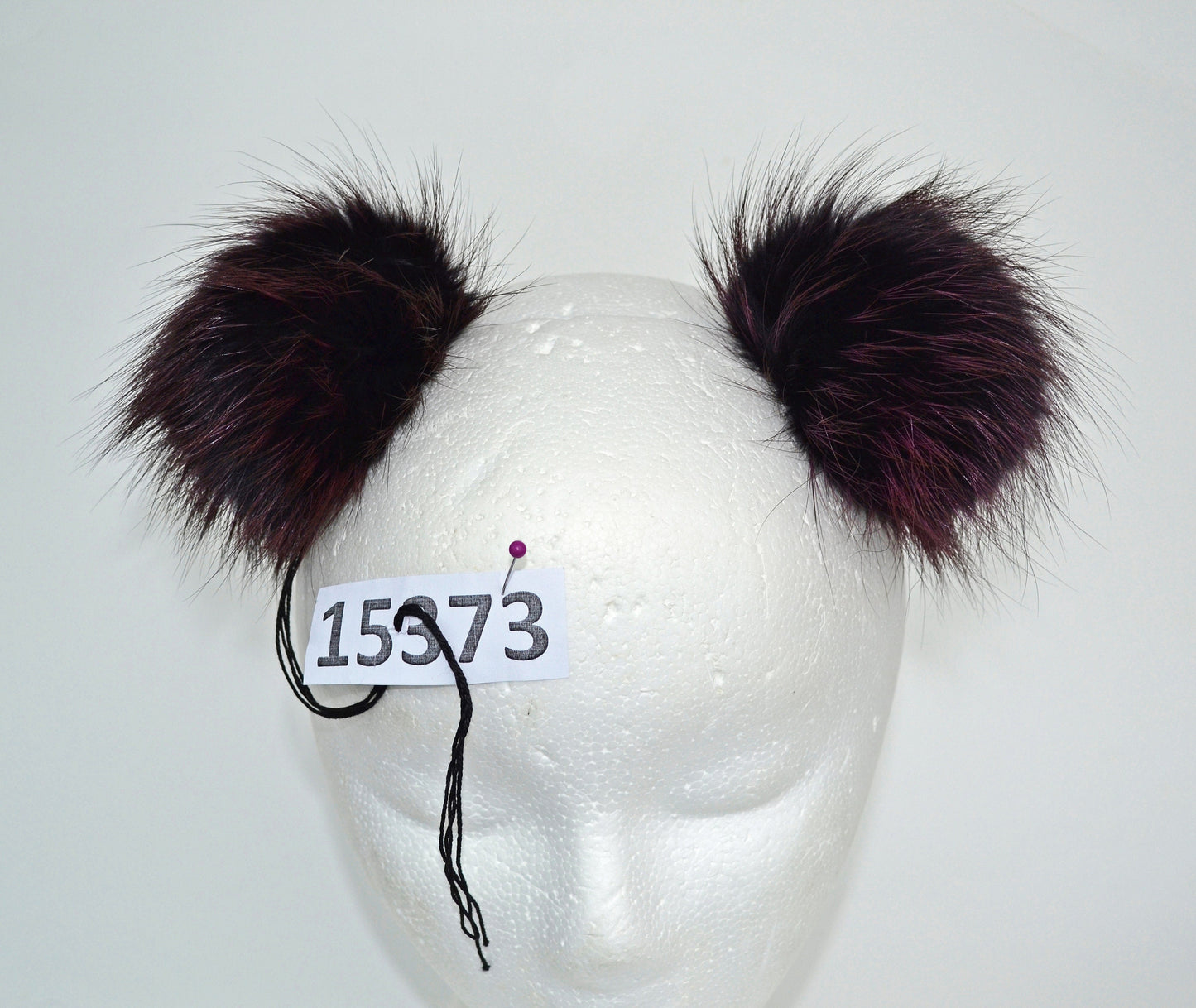 Plum Fox Fur Pom Poms: Handmade Detachable Pair (4.5")