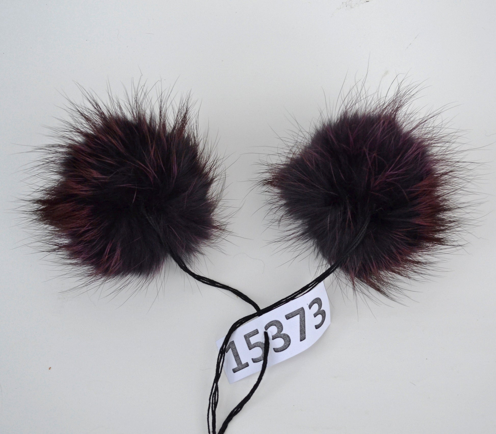 Plum Fox Fur Pom Poms: Handmade Detachable Pair (4.5")