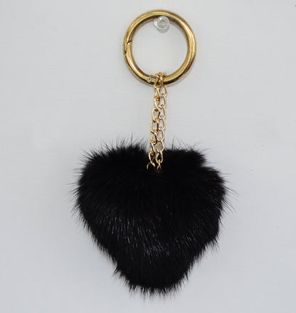 Real mink fur heart keychain and bag charm – view 2