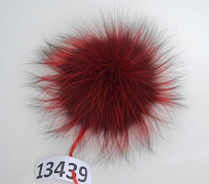 Red silver fox fur pom pom for hat – view 5