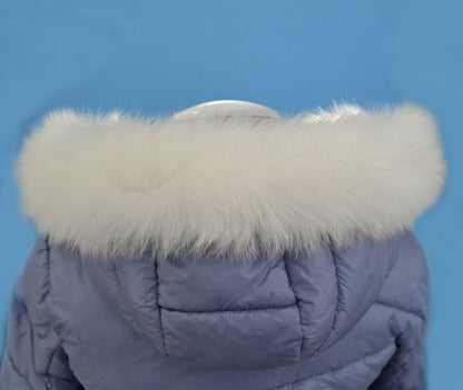 White real fox fur hood trim from genuine fox pelt – view 2