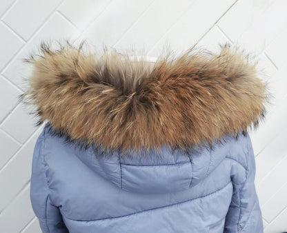Natural Finnish raccoon fur hood trim cut from genuine Finnish raccoon pelt – size M – view 6
