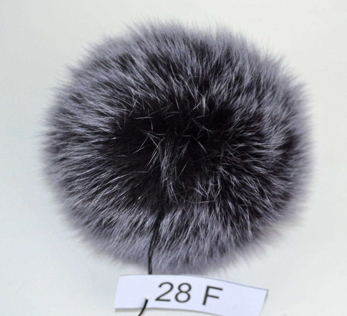 Black Real Fur Pom Pom for Hat – genuine silver fox fur – image 3