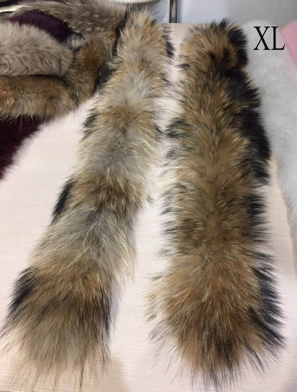 Natural Finnish raccoon fur hood trim cut from genuine Finnish raccoon pelt – size XXL – view 6
