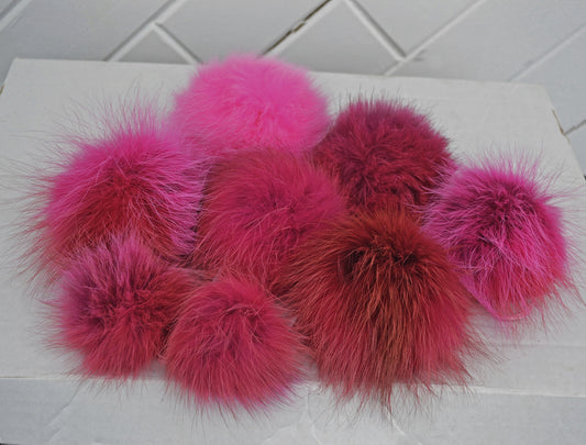 Red Fox Fur Pom Pom, Detachable Knit Hat Accessory (4-6 inch)