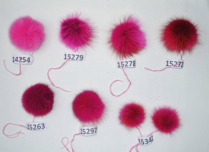 Red real fox fur pom pom detachable hat topper – view 2