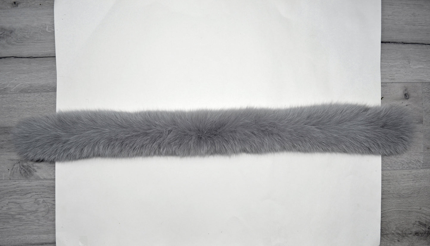 READY to SHIP not Tail Real Gray Fox Fur Trim Hood, Fur collar trim, Fox Fur Collar, Fur Scarf, Fur Ruff, Fox Fur Hood, Fox Fur, Super Soft