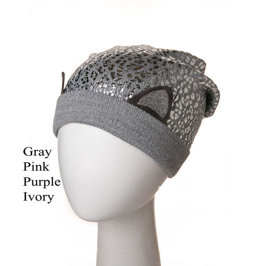 KNIT KIDS BEANIE, Knitted Kids Hat, Shiny Kids Hat, Toddler Hat Girl, Cat Ears Girl Hat, Metallic Girl Hat, Sparkly Beanie, Slouchy Beanie