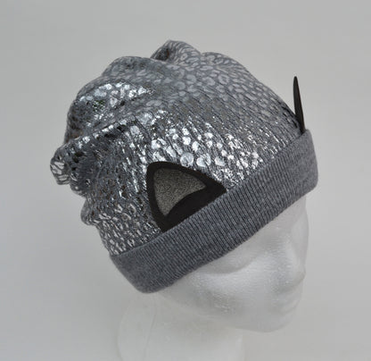 KNIT KIDS BEANIE, Knitted Kids Hat, Shiny Kids Hat, Toddler Hat Girl, Cat Ears Girl Hat, Metallic Girl Hat, Sparkly Beanie, Slouchy Beanie