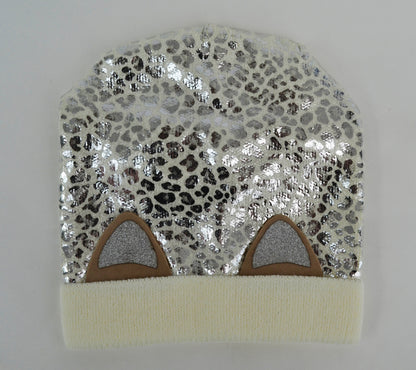 KNIT KIDS BEANIE, Knitted Kids Hat, Shiny Kids Hat, Toddler Hat Girl, Cat Ears Girl Hat, Metallic Girl Hat, Sparkly Beanie, Slouchy Beanie