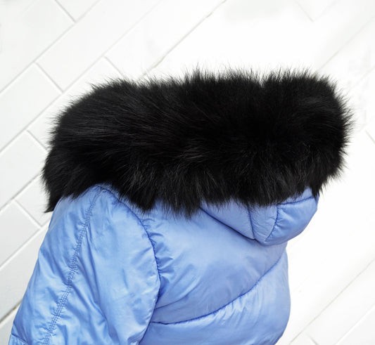 BY ORDER XL Double Real Fox Fur (Tail) Trim Hood, Fur collar trim, Fox Fur Collar, Fur Scarf, Fur Ruff, Fox Fur Hood, Hood Fur, stripe