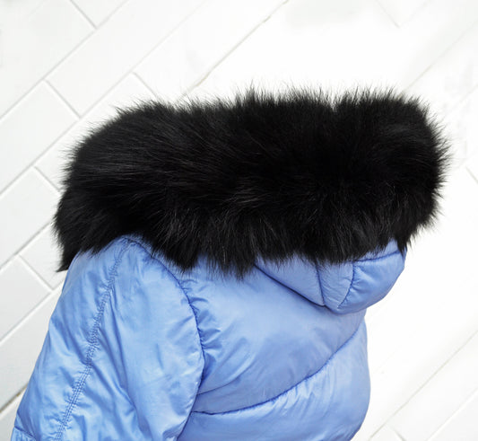 BY ORDER XL Double Real Fox Fur (Tail) Trim Hood, Fur collar trim, Fox Fur Collar, Fur Scarf, Fur Ruff, Fox Fur Hood, Hood Fur, stripe