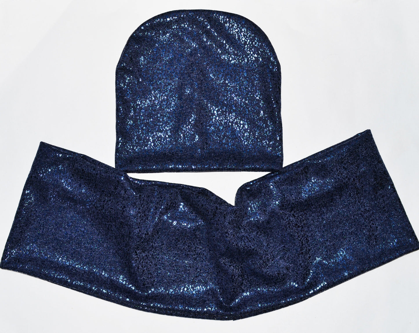 GIRL WOMAN HAT and Infinity Scarf Set, Shiny Metallic Hat, Woman Beanie, Beanie Hat, Girl Slouchy Beanie, Knit Fabric Hat, Infinity Scarf