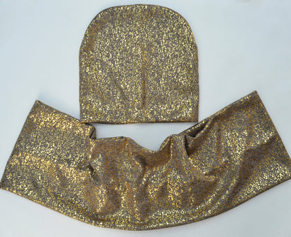 GIRL WOMAN HAT and Infinity Scarf Set, Shiny Metallic Hat, Woman Beanie, Beanie Hat, Girl Slouchy Beanie, Knit Fabric Hat, Infinity Scarf