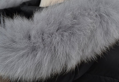 Gray Hood Fur Trim single – genuine fox tail fur – image 5