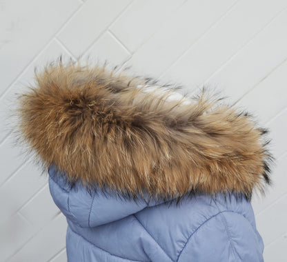 Natural Finnish raccoon fur hood trim cut from genuine Finnish raccoon pelt – size M – view 4