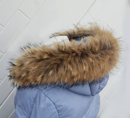 Natural Finnish raccoon fur hood trim cut from genuine Finnish raccoon pelt – size M – view 5