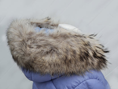 Light real raccoon fur collar for coat and hood – view 4