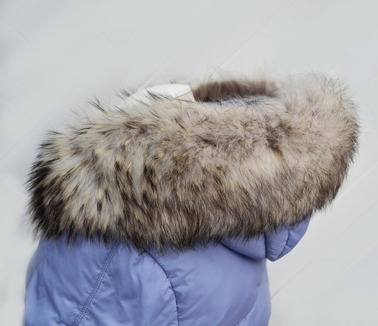 BY ORDER XL Real Raccoon Fur Collar, Fur Trim for Hoodies, Light Raccoon Fur Collar, Fur Scarf, Fur Ruff, Raccoon Fur Hood, Raccoon Fur