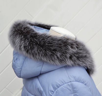 Gray Fur Ruff – genuine Arctic fox pelt – image 5
