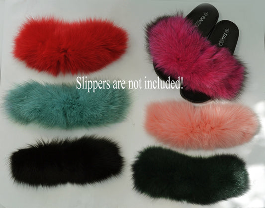 Fox Fur Trim for Slides, Fluffy Fur Sandals, Shoe Embellishment