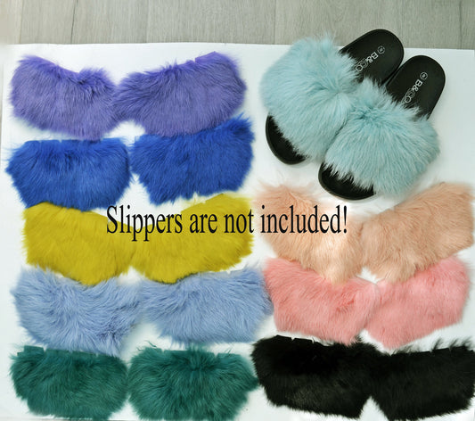 Real Fur for Slippers, Rabbit Fur Pieces, Pair of Rabbit Fur Trims, Rabbit Fur for Sandals, Fluffy Fur Slides, Fur Slippers, Fur Shoes, Flip