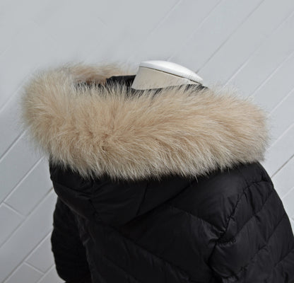 Beige Real Fox Fur Tail Hood Trim single – genuine fox tail fur – image 2