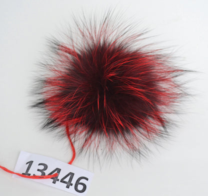 Red silver fox fur pom pom for hat – view 9