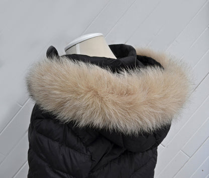 Beige Real Fox Fur Tail Hood Trim single – genuine fox tail fur – image 3