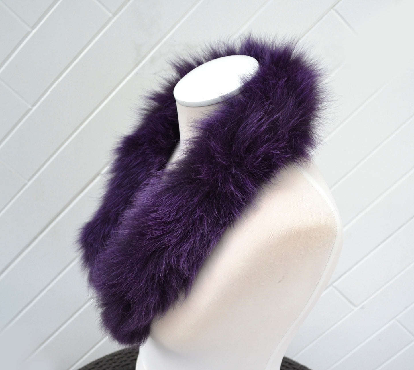 BY ORDER, Real Fox Fur (Tail) Trim Hood, Fur collar trim, Fox Fur Collar, Fur Scarf, Fur Ruff, Fur Hood, Fur stripe, Coat Trim, Purple