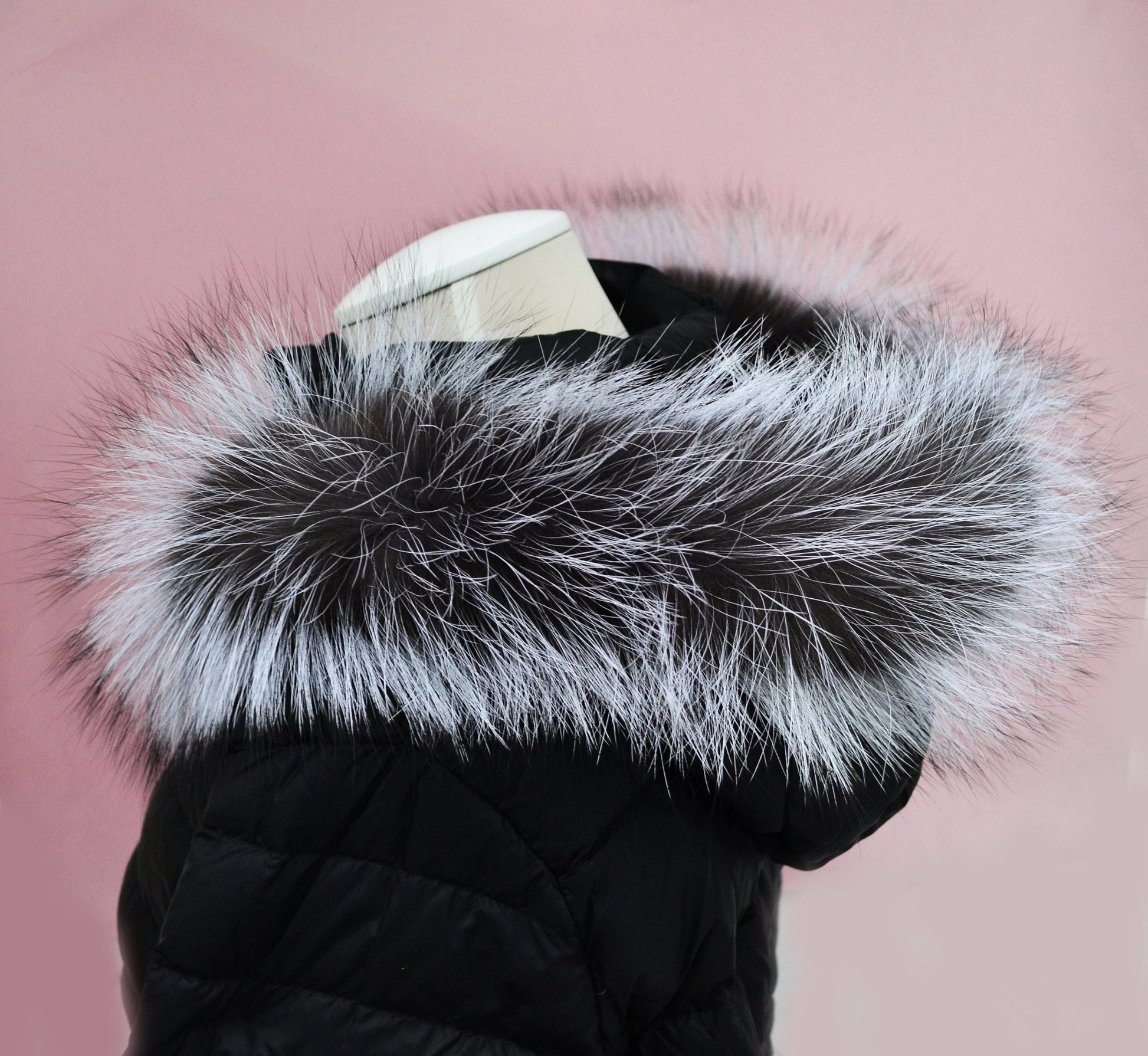 BY ORDER XL Real Silver Fox Fur Trim Hood, Large Fur collar trim, Fox Fur Collar, Fur Scarf, Fur Ruff, Fox Fur Hood, Fur Stripes 5x80