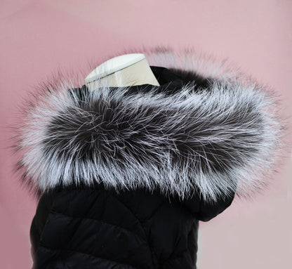 Gray Hood Fur Trim – genuine Arctic fox pelt – image 4