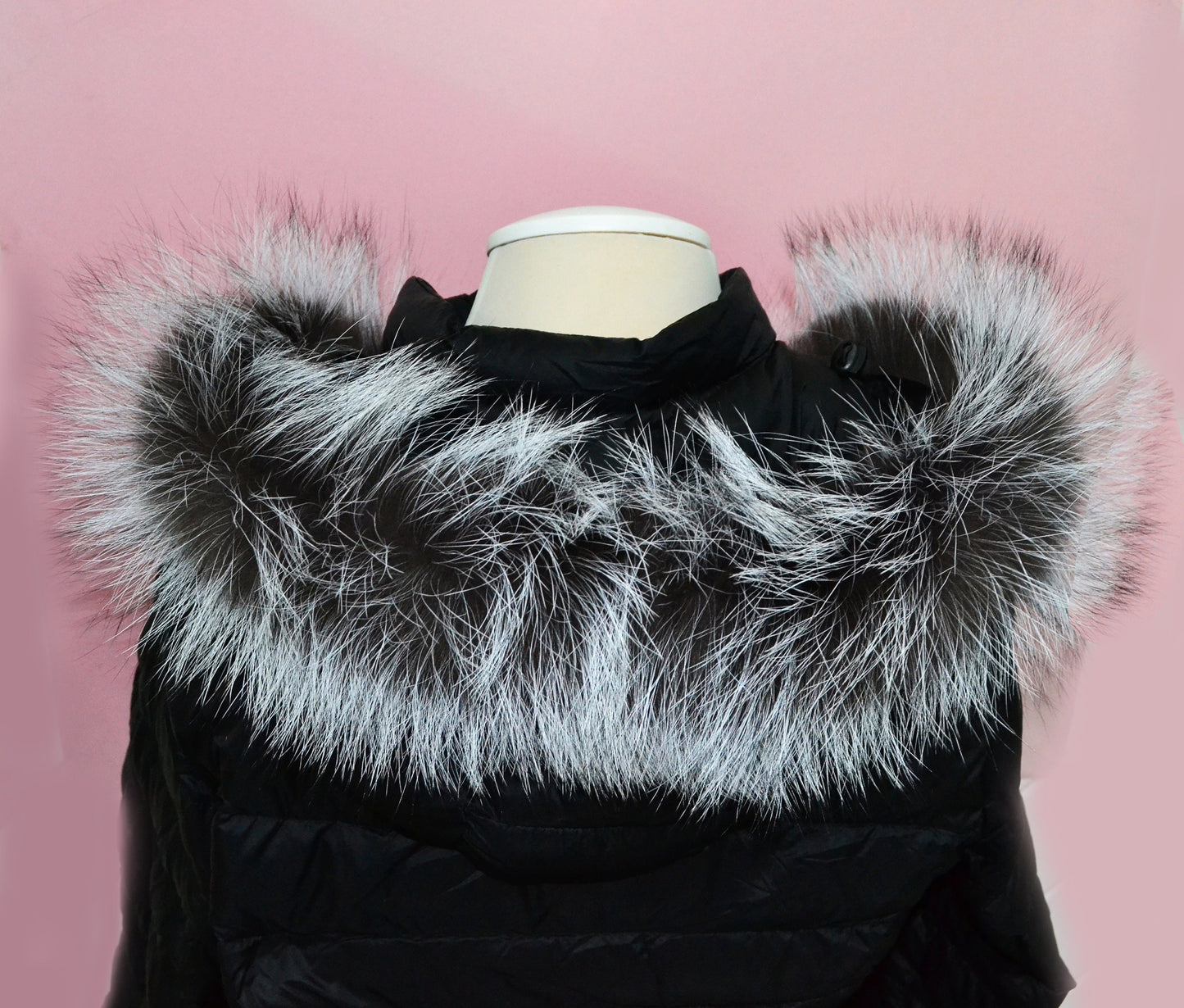 BY ORDER XL Real Silver Fox Fur Trim Hood, Large Fur collar trim, Fox Fur Collar, Fur Scarf, Fur Ruff, Fox Fur Hood, Fur Stripes 5x80