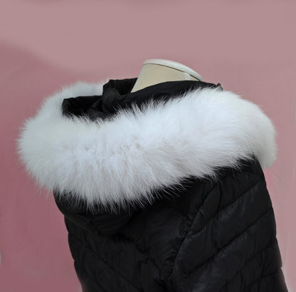 White Hood Fur Trim single – genuine fox tail fur – image 2