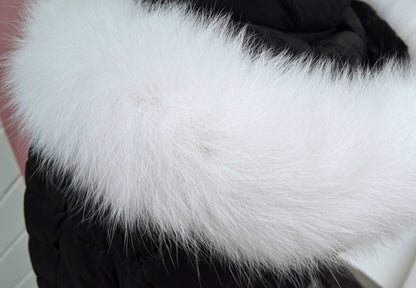 White Hood Fur Trim single – genuine fox tail fur – image 4